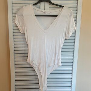 Women's White V-Neck Bodysuit